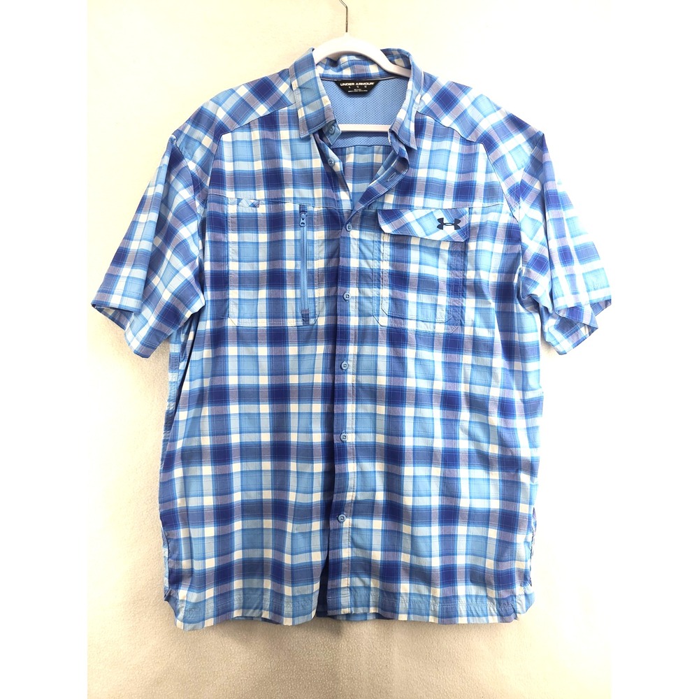 Under Armour Men's Button Front Short Sleeve Shirt Size XL Performance Fishing